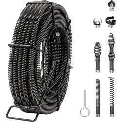 Cable de limpieza de drenaje seccional VEVOR de 66 pies x 5/8 pulgadas y 7 cortadores para tuberías de 0,8 a 3,9 pulgadas