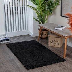 Surya alfombra shaggy moderna negro 80x150