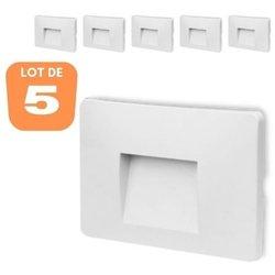 Lote de 5 apliques led de pared vektab3 cuadrados blancos 3w 3000k ip65