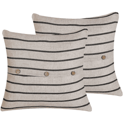 Beliani conjunto de 2 cojines cynara bouclé 43 x 43 cm de rayas beige