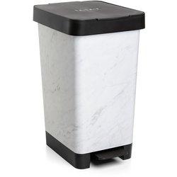 Tatay smart - cubo de basura 25l con doble apertura, pedal retráctil y manual. deco marble