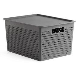 Tatay bohol - caja organizadora rectangular 20l plástico reciclado con tapa. gris antracita