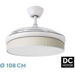 FABRILAMP Ventilador dc moda 72W blanco/cañizo blanco 108D