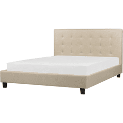 BELIANI Cama de matrimonio Rochelle poliéster crema 170x218x109