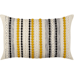 Beliani cojín de algodón beige claro/amarillo/negro 40 x 60 cm ardisia