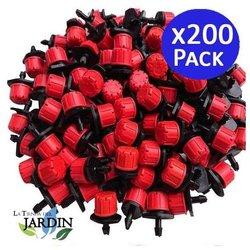 Suinga Pack 200 Goteros Rojos Regulables de 0 a 70 L/h para Jardinería y Agricultura