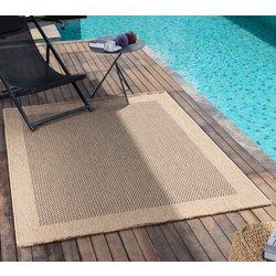 Surya alfombra exterior/interior efecto yute beige/negro 120x170