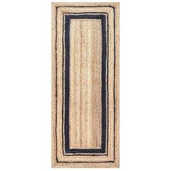 COSHANO Alfombra de Yute Natural Trenzado Rectangular Beige con Negro 80x200cm