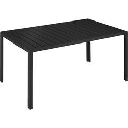 Tectake mesa de aluminio para jardín bianca con patas ajustables en altura 150x90x74,5cm - negro/negro