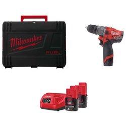 Taladro percutor milwaukee m12fpdxkit-202x fuel™ (2 x 2,0 ah + c12c + hd box + 3 cabezales)