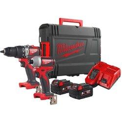 Milwaukee m18 blpp2a2-502x kit 18v perceuse à percussion sans fil m18 blpd2 + visseuse à chocs sans fil m18 blid2 (4933464522) + 2x batteries 5,0ah +