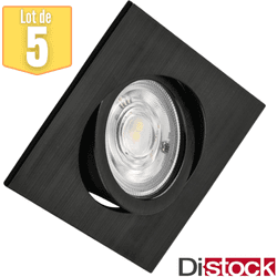 Lote de 5 focos led empotrables 3en1 cuadrados negros 7w ip20