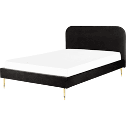 Cama doble BELIANI Flayat de terciopelo negro 173x215x109