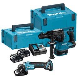 Makita kit dlx2125tj1 (dga504 + dhr243 + 2 x 5,0 ah + dc18rc + makpac 3 + makpac 4)