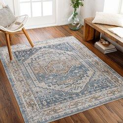 Surya Alfombra vintage lavable azul/gris 160x213