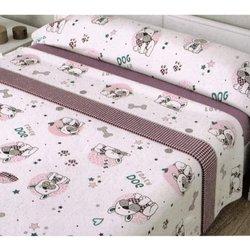 Juego de sábanas invierno coralina bulldog rosa/granate (cama 90)