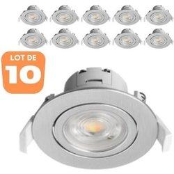 Lote de 10 spots led empotrables 3en1 redondos alu 7w ip20