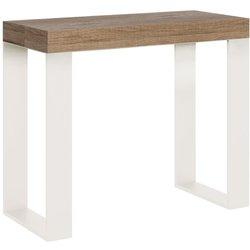 Consola extensible 90x40/196 cm Tecno Small Roble Natural estructura Blanca