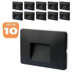 Lote de 10 spots led de pared vektab4 cuadrados negros 3w 3000k ip65