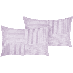 Beliani conjunto de 2 cojines de pana violeta 50 x 30 cm millet