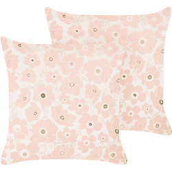 Conjunto De 2 Cojines De Terciopelo Rosa Beige Dorado 45 X 45 Cm Triteleia - Rosa