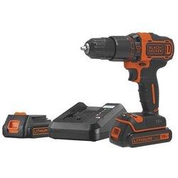 Black and decker -taladro-atornillador de percusión de li-ion 18v 2ah con maletín - bdchd18k1b2