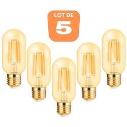 Lote de 5 bombillas LED T45 Filamento 4W E27 2200K Dimmable