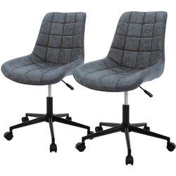 2x silla de oficina giratoria y taburete para salón/trabajo imitación cuero antracita