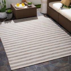 Surya alfombra exterior/interior a rayas beige/marfil 200x275