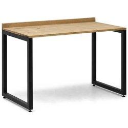 BOX FURNITURE Mesa escritorio Eco-Line con bandeja inferior oculta de acero Negro 118x60x75cm, tablero en madera maciza de pino acabado envejecido