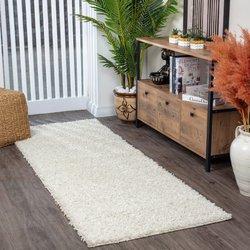 Surya alfombra de pasillo shaggy moderna blanco 80x220