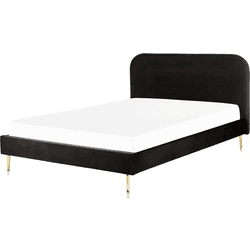 Cama doble BELIANI Flayat de terciopelo negro 193x215x109