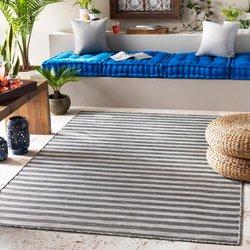 Surya alfombra exterior/interior a rayas gris/marfil 80x150