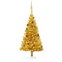 Árbol de Navidad preiluminado con bolas de oro 150 cm PET