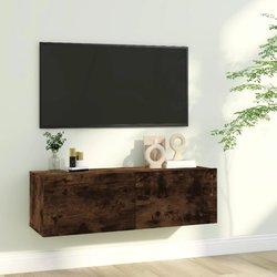 vidaXL Mueble de TV madera contrachapada roble ahumado 100x30x30 cm