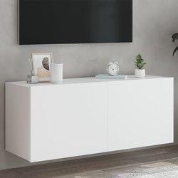 Mueble de TV de pared con luces LED blanco 100x35x41cm