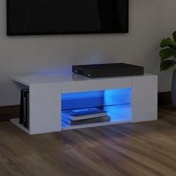 Soporte para TV con luces LED blanco brillante 90x39x30 cm