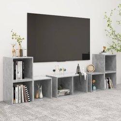 Gabinete de TV Set 6 PC gris madera hormigón multicapa