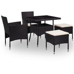 vidaXL Muebles de jardín 5 piezas ratán sintético y vidrio negro