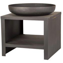 Esschert Design Brasero con almacenaje para leña negro 62 cm