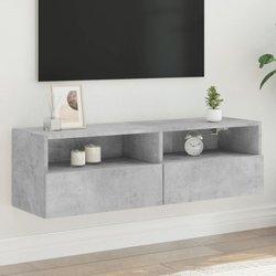 Mueble de TV de pared hormigón gris 100x30x30cm madera multicapa