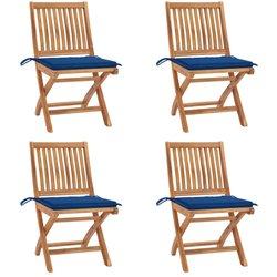 Conjunto 4 Silla de jardín VIDAXL Azul Madera (46.5x58x88 cm)