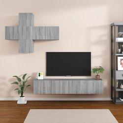 Muebles de puerta de TV Set 7 piezas gris Sonoma madera multicapa