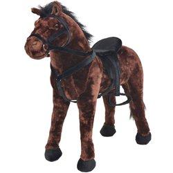 vidaXL Caballo de peluche de pie marrón oscuro XXL