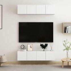 Mueble TV 4 piezas blanco 60x30x30 cm madera multicapa