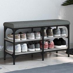 Banco de Zapatos gris Sonoma 82x32x47 cm madera multicapa