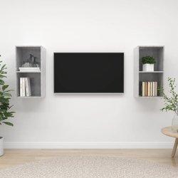 vidaXL Muebles de pared para TV 2 uds aglomerado gris