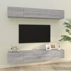 Mueble TV 4 piezas Sonoma gris 100x30x30 cm