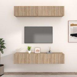 Mueble TV 4 piezas Sonoma Oak 80x30x30 cm Madera multicapa