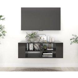 Mueble TV negro brillante 102x35x35 cm de madera multicapa